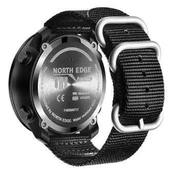 North Edge Apache 3 stainless-steel case back and black nylon watch strap with metal loops